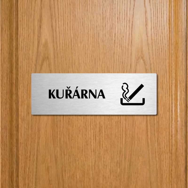 Kuřárna, 200x66mm, zlatá popiska s okrasným rámečkem  